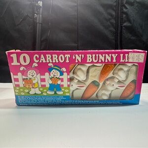 Vintage Carrot N Bunny Lights Blow Mold String Lights Easter